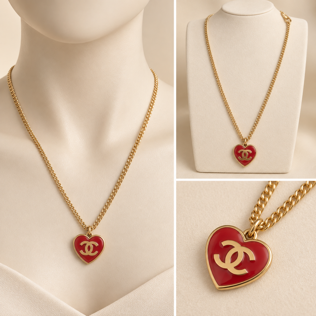 Elegant Gold-Tone Layered Heart Pendant Necklace for Women